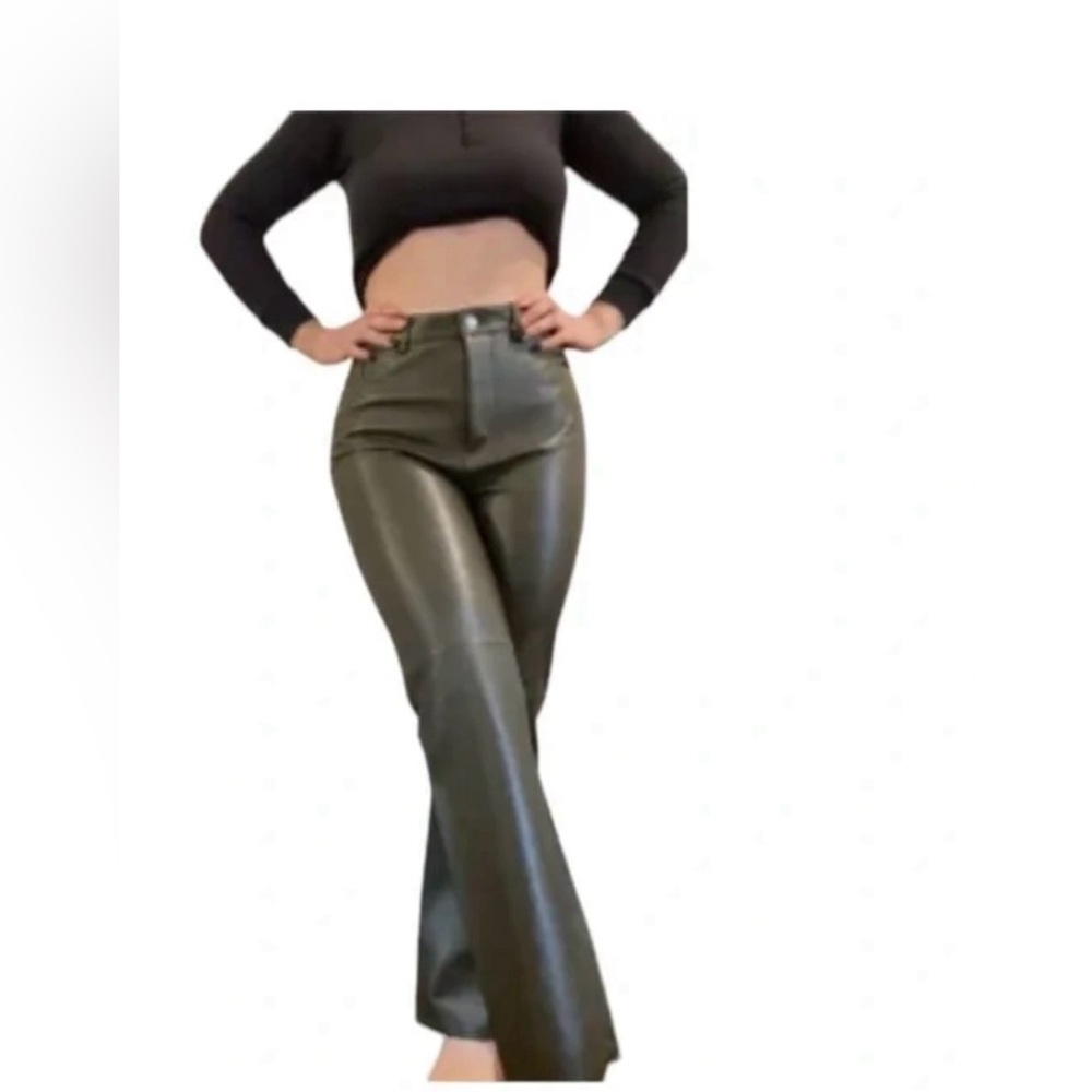 Vintage Newport News Black Leather Pants High Rise Size 4P Petite - Small